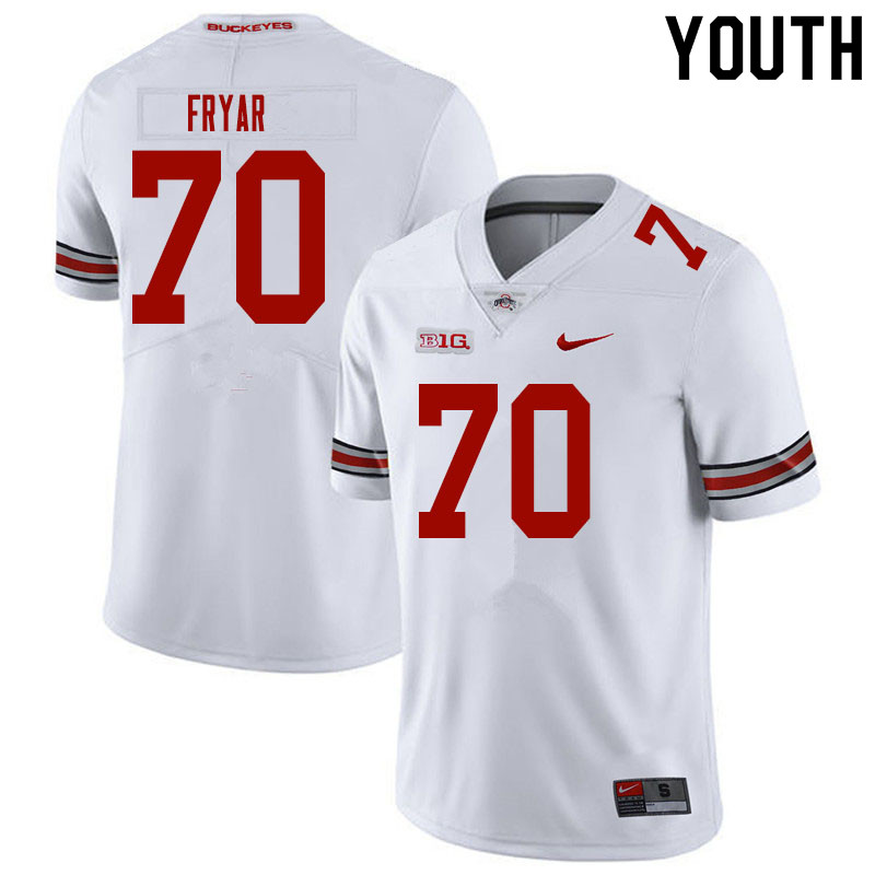 Ohio State Buckeyes Josh Fryar Youth #70 White Authentic Stitched College Football Jersey